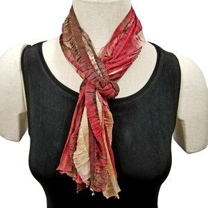 Burgundy Brown Cream Tiedye  Flutter Scarf Lightweight Women Accessory Muliwear